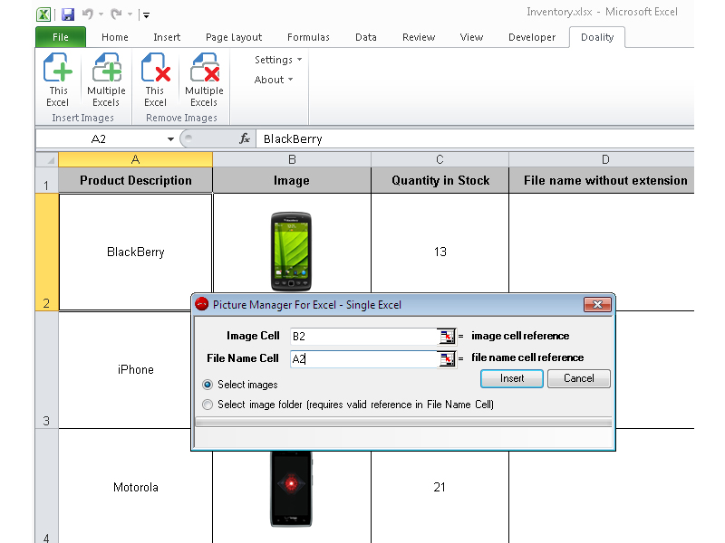 Automate the Picture Inserting Task in Excel.